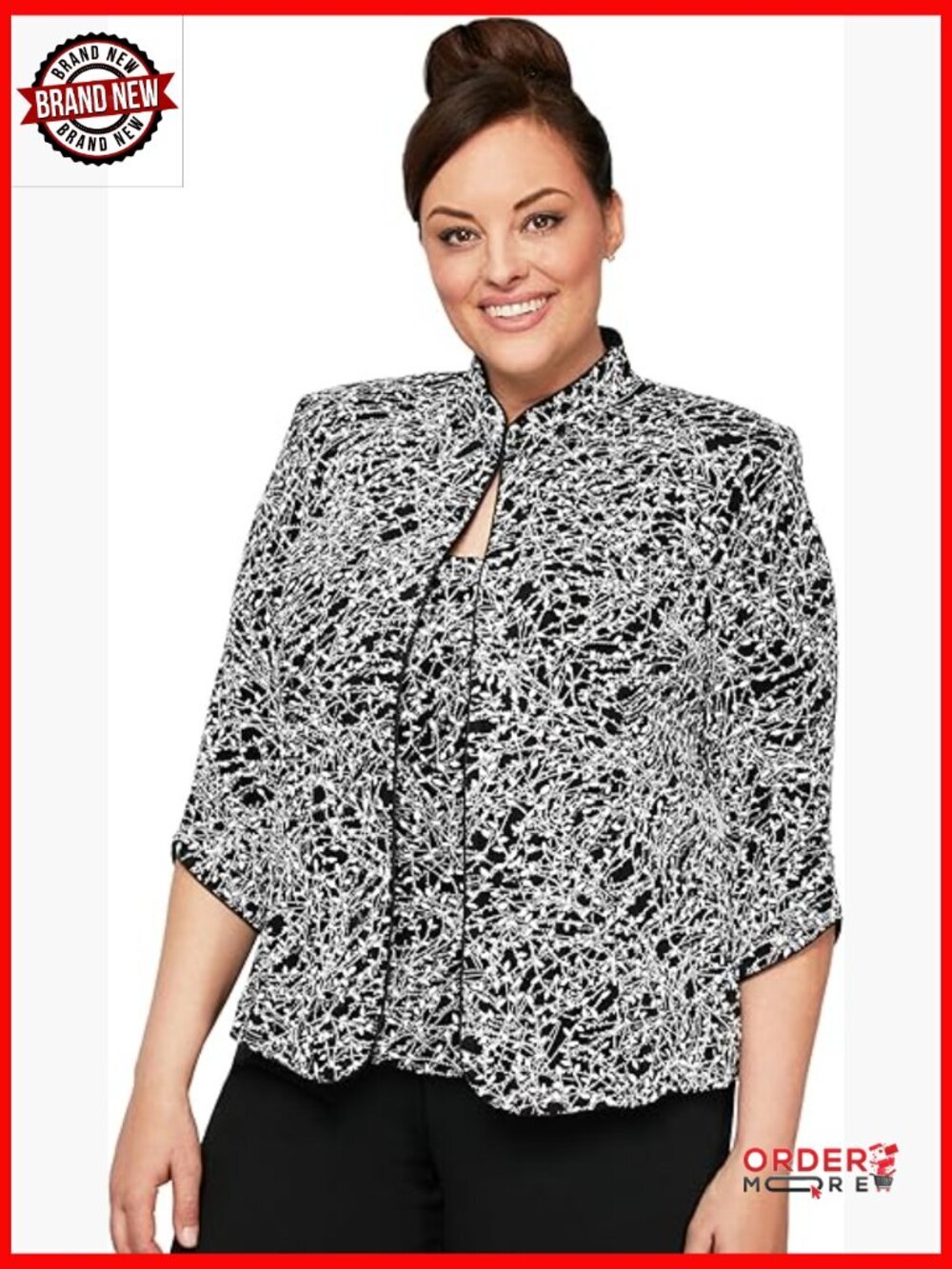Women's 3/4 Sleeve Twinset with Jacket and Cami - Plus Size
